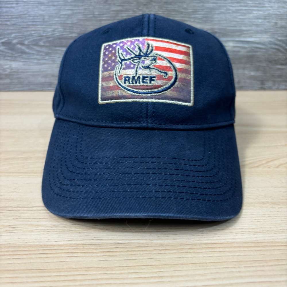 Rocky Mountain Elk Foundation Hat‎ Cap Strap Back Blue Elk RMEF Adjustable